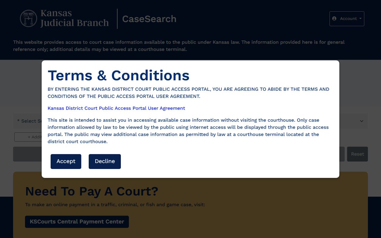 Kansas Case Search for court records after jail arrest